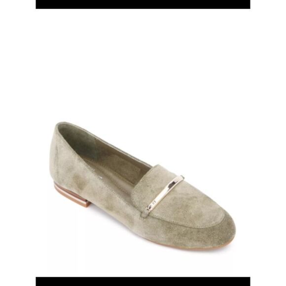 KENNETH COLE Womens Green Metal Bar Logo Balance Slip On Leather Loafers 9.5 M